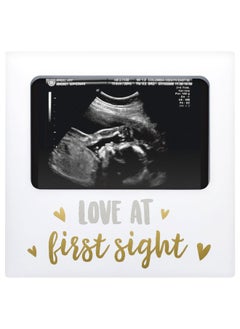 pearhead Tiny Ideas Love At First Sight Sonogram Picture Frame Pregnancy Keepsake Photo Frame Ultrasound Keepsake Gender-Neutral Baby Nursery D Cor 4 X 6 Photo Insert Gold Silver And White  - Image 1