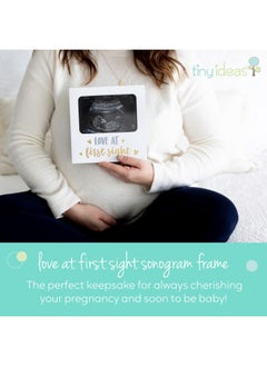 pearhead Tiny Ideas Love At First Sight Sonogram Picture Frame Pregnancy Keepsake Photo Frame Ultrasound Keepsake Gender-Neutral Baby Nursery D Cor 4 X 6 Photo Insert Gold Silver And White  - Image 2