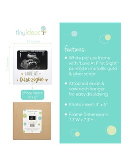 pearhead Tiny Ideas Love At First Sight Sonogram Picture Frame Pregnancy Keepsake Photo Frame Ultrasound Keepsake Gender-Neutral Baby Nursery D Cor 4 X 6 Photo Insert Gold Silver And White  - Image 4
