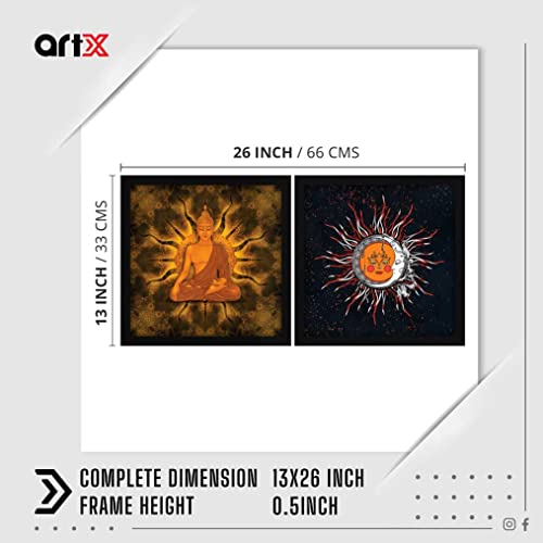ArtX Paper Abstract Sun and Moon & Meditation Sun Framed Wall Art Painting, Multicolor, Abstract, 13X13 in each, Set of 2 - Image 2