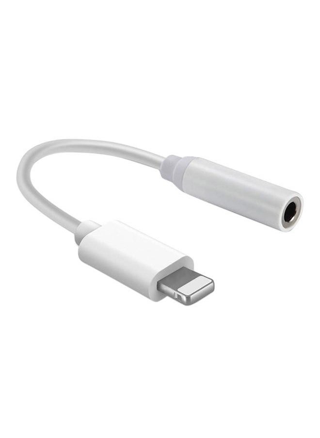Generic - 3.5mm to Lightning Audio Port Adapter for iPhone 7 to 14 White - Image 1