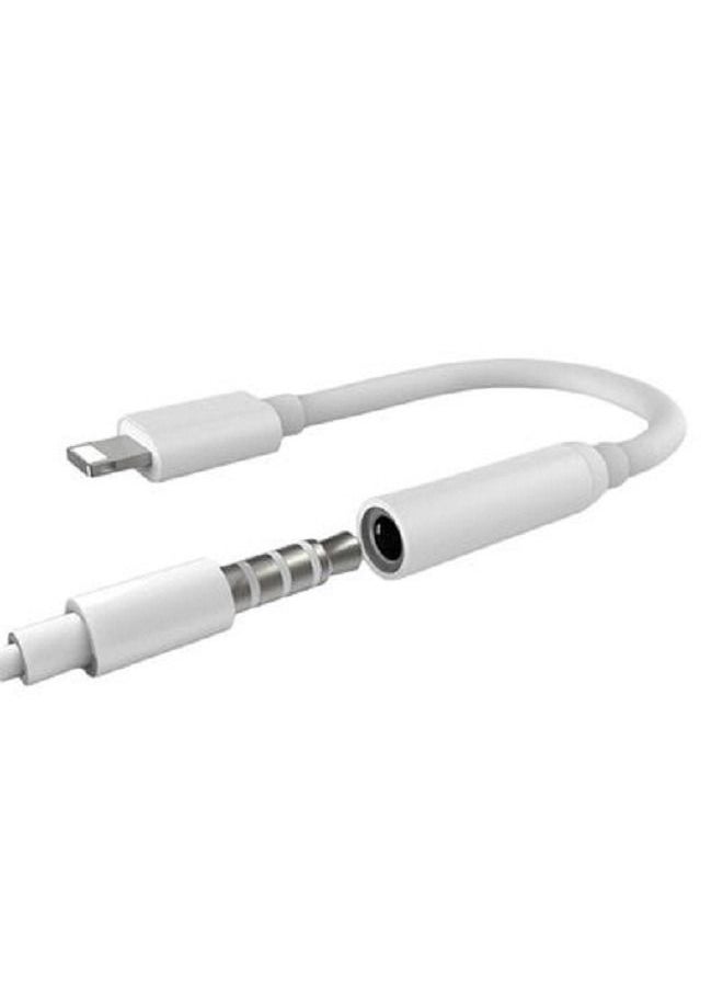 Generic - 3.5mm to Lightning Audio Port Adapter for iPhone 7 to 14 White - Image 1