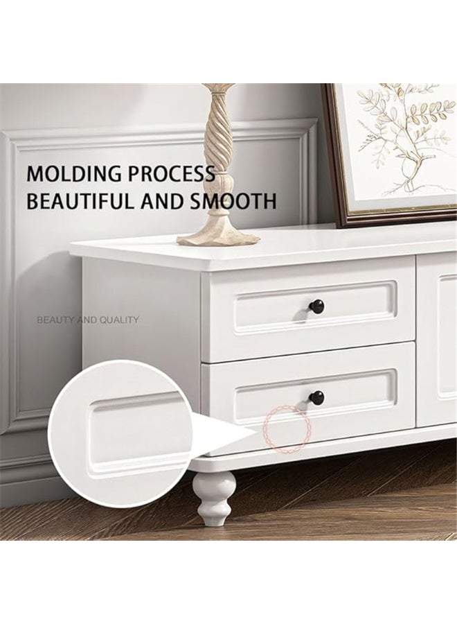 مجلس الوزراء التلفزيوني الحديث ، طاولة التلفزيون على سطح المقابل مع الدرجات ، مركز الترفيه المنزلي غرفة المعيشة تخزين مجلس الوزراء التلفزيوني طاولة وحدة التحكم الإعلامية ، 140 * 34 * 42 سم (أبيض ، H-F97) - Image 5