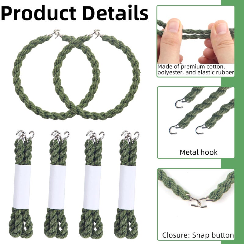 ZNBSIXP 12 PCS Boot Blousers Military Adjustable with Metal Hooks â€“ Elastic Boot Straps Tactical Cowboy Trouser Blousing Straps for Army Navy Air Force Uniform, Camo Pants & Work Boots(Green) - Image 3