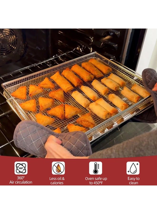 Geesta Air Fryer Basket for Oven with 50 Recipes, Extra Large 2 Piece Nonstick Crisper Tray & Basket, Stainless Steel Air Fryer Accessories for Crispy Foods Healthy Cooking, Dishwasher Safe, 16.5” x 12.5” - Image 5