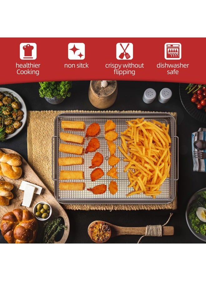 Geesta Air Fryer Basket for Oven with 50 Recipes, Extra Large 2 Piece Nonstick Crisper Tray & Basket, Stainless Steel Air Fryer Accessories for Crispy Foods Healthy Cooking, Dishwasher Safe, 16.5” x 12.5” - Image 4