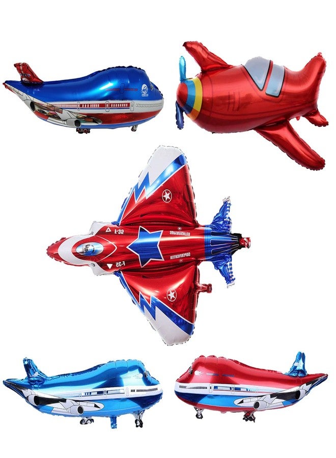 CSTYWC 5PCS Fighter Jet Airplane Foil Balloons Airplane Shaped Mylar Balloons for Boys Birthday Party Supplies Decorations - Image 2