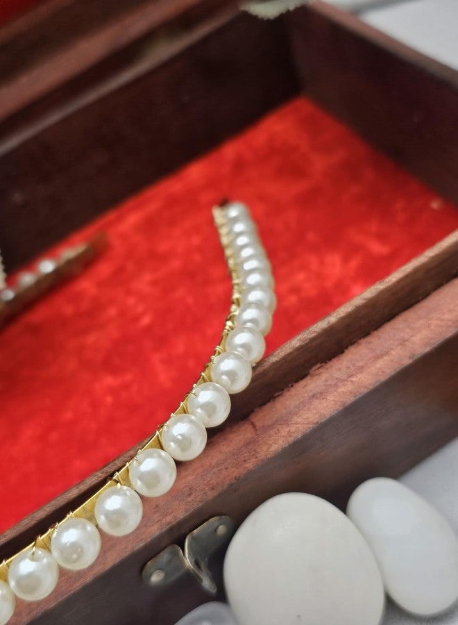 Twinsho Elegant Pearl Headband, White Faux Pearls with Gold-Tone Setting, Pearl Hair Headband, Party wedding Classic Headband for Women and Girls - Image 2