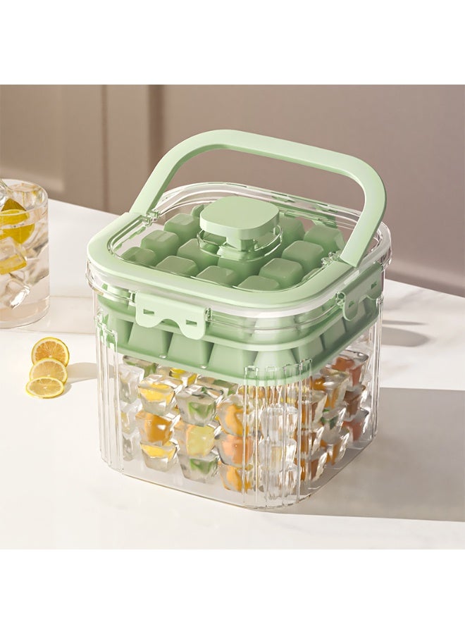 Freezer ice cube tray - A lid-equipped ice cube tray with two trays, 56 compartments, suitable for making beverages, smoothies, and juices. The tray with an easy-access ice cube function is suitable for use in the freezer.（Green） - Image 1