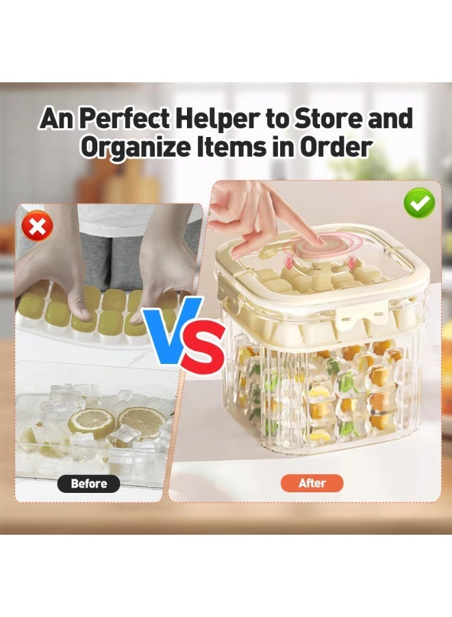 Freezer ice cube tray - A lid-equipped ice cube tray with two trays, 56 compartments, suitable for making beverages, smoothies, and juices. The tray with an easy-access ice cube function is suitable for use in the freezer.（Green） - Image 3