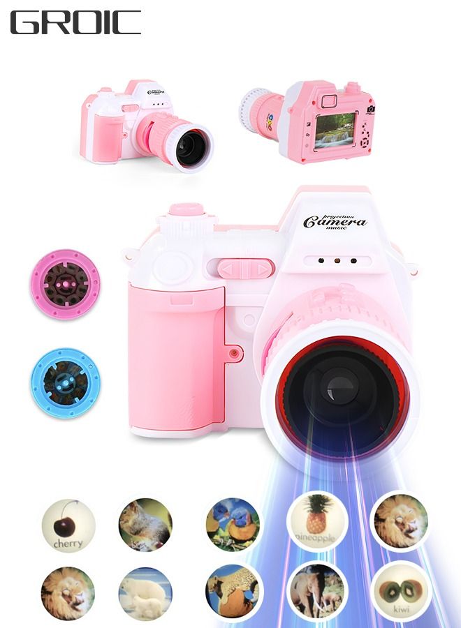 GROIC Musical Projector Camera with Sounds Projector Toy Interactive Musical Instrument Party Camera Educational Learning 16 Images, 2 Themes,  Animals+Fruits - Image 1