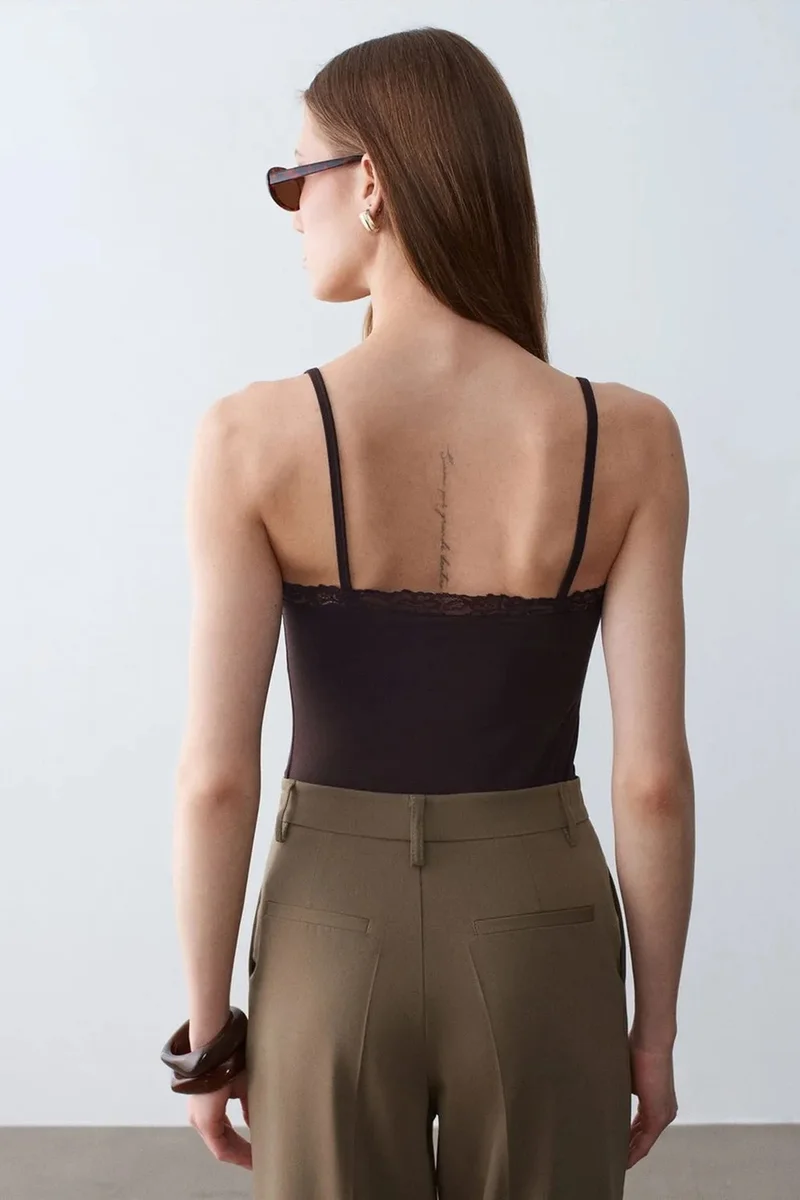 Dilvin Black DILVIN Slim Fit Sleeveless V-Neck Cami Blouse for Women | Best Price UAE