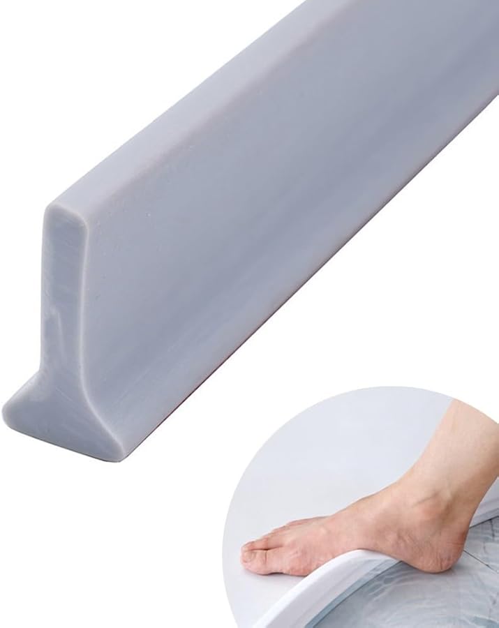 Flexible Transparent Rubber Silicone Shower Barrier Water Stopper 300cm Length Gray - Image 4