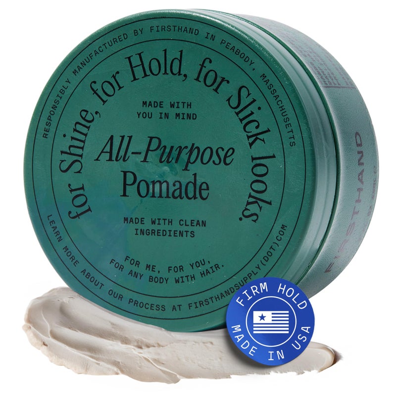 Firsthand Supply All-Purpose Hair Pomade for Men & Women - Flexible Firm Hold with Natural, Low Shine â€“ Organic, Water Based Pomade - Nourishing Aloe & Shea Butter - All Hair Types & Lengths - 3oz - Image 1