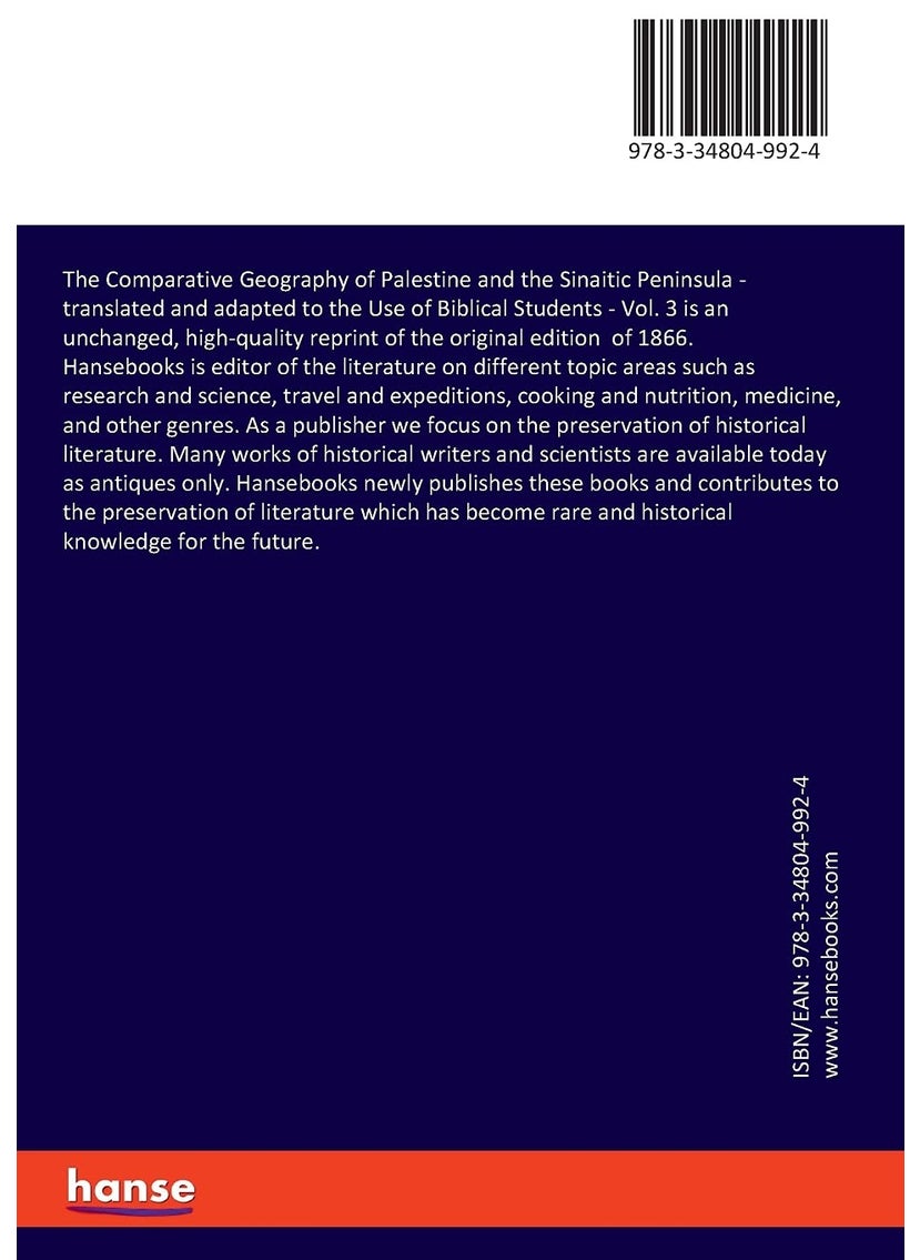 The Comparative Geography of Palestine and the Sinaitic Peninsula: translated and adapted to the Use of Biblical Students - Vol. 3  - Image 2