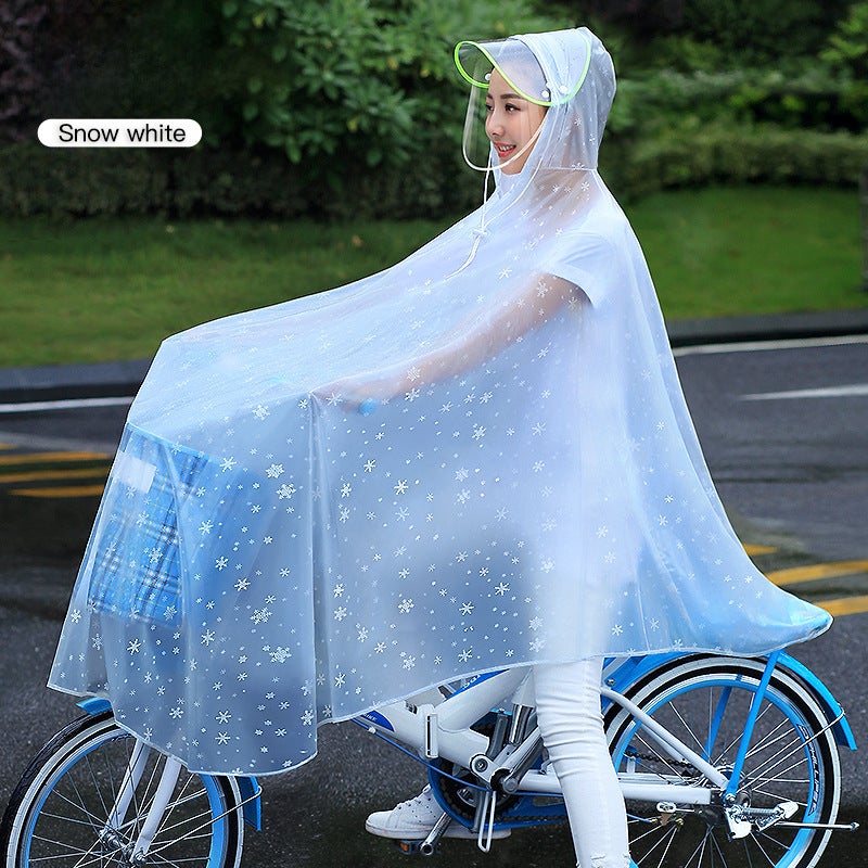 Generic Transparent Full-Body Womens Raincoat 3XL Bicycle-Snow White