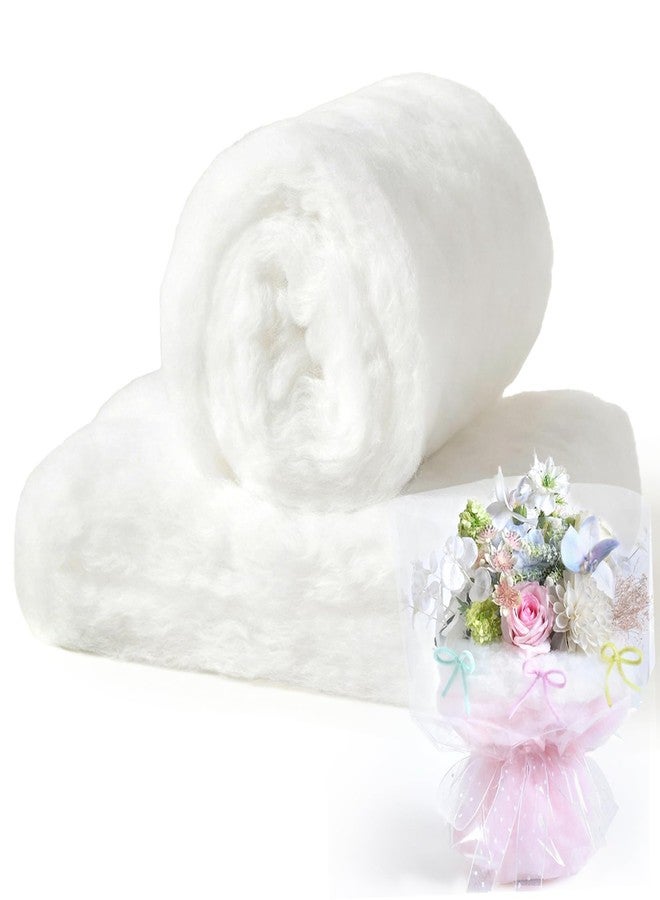 RAINFLOW 2Pcs Cotton Batting Fiber - Floral Wrapping Sheet for Bouquet Packaging Thick White Reusable Padding for Flower Arrangement Wedding Decor, for Florist DIY Craft Supplies - Image 1