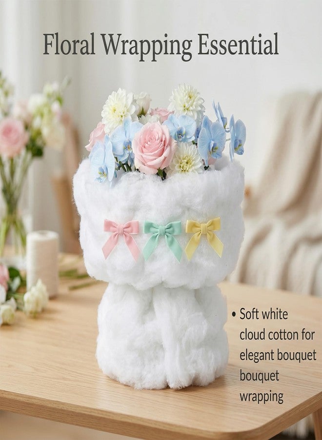 RAINFLOW 2Pcs Cotton Batting Fiber - Floral Wrapping Sheet for Bouquet Packaging Thick White Reusable Padding for Flower Arrangement Wedding Decor, for Florist DIY Craft Supplies - Image 2