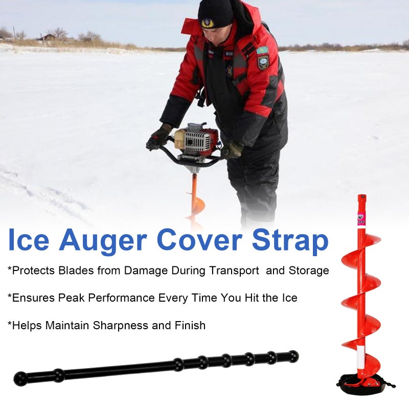 Antrys Power Blade Protectors Compatible with Eskimo, Ice Auger Guard Strap for Hand and Power Winter Ice Fishing Accessories, Shockproof Rubber Guard Bungee Strap for Ice Auger Blades Cover 11" Long-2 Pack - Image 3