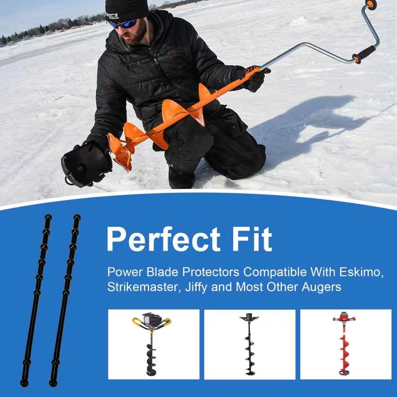 Antrys Power Blade Protectors Compatible with Eskimo, Ice Auger Guard Strap for Hand and Power Winter Ice Fishing Accessories, Shockproof Rubber Guard Bungee Strap for Ice Auger Blades Cover 11" Long-2 Pack - Image 2