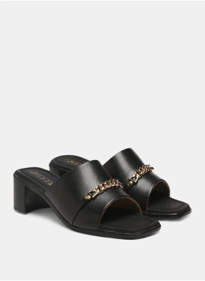 جنيست Chain Embellished Block Heel Sandals by Styli