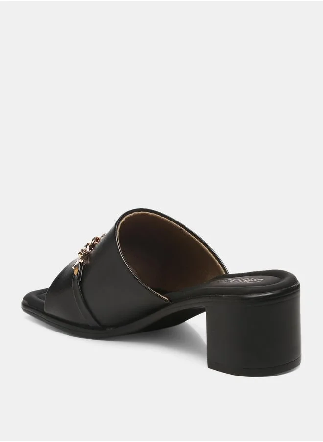 جنيست Chain Embellished Block Heel Sandals by Styli