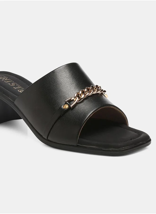 جنيست Chain Embellished Block Heel Sandals by Styli