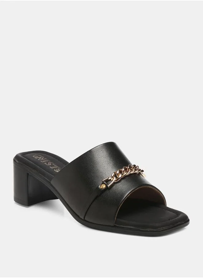 جنيست Chain Embellished Block Heel Sandals by Styli