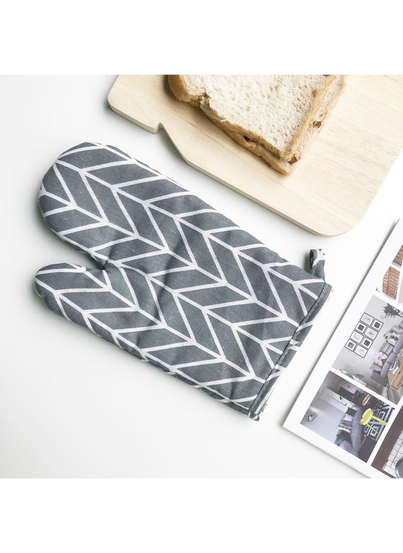 Nordic style microwave oven heat insulation gloves oven anti-scalding gloves high temperature kitchen baking gloves factory direct sales WHITE CHECK  - Image 2