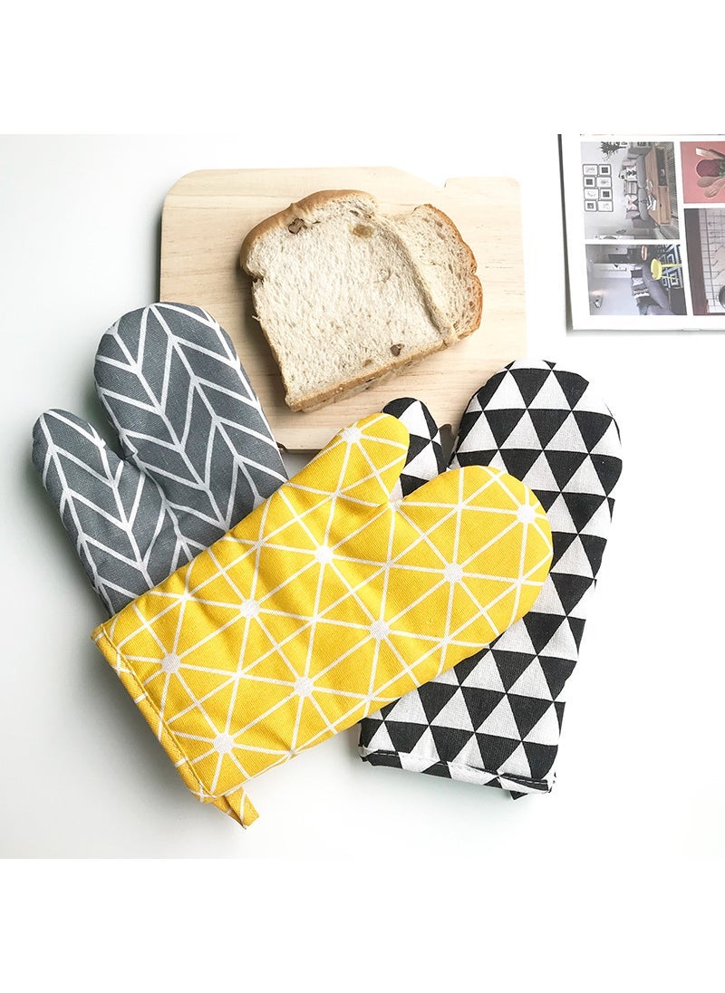 Nordic style microwave oven heat insulation gloves oven anti-scalding gloves high temperature kitchen baking gloves factory direct sales WHITE CHECK  - Image 5