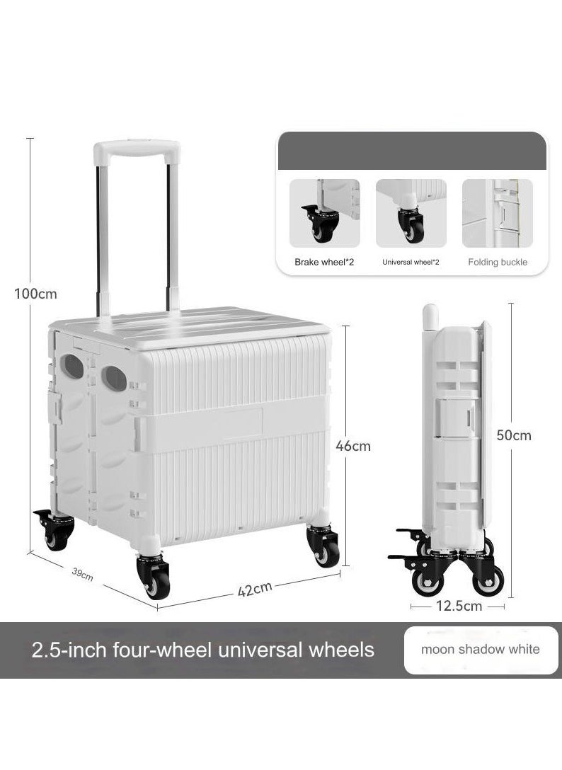 Arabest - Outdoor Folding Camper, With Table, Home Shopping Cart, Movable Pulley, Portable Shopping Cart, White, Large 65L - Image 1