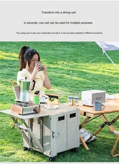 Arabest Outdoor Folding Camper, With Table, Home Shopping Cart, Movable Pulley, Portable Shopping Cart, White, Large 65L  - Image 3