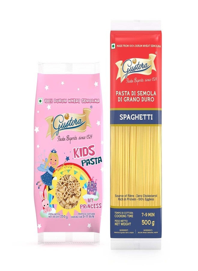 Gustora Healthy My Princess & Spaghetti Pasta Combo Made Of Durum Wheat Semolina I Rich In Protein & Fibre I Zero Cholesterol I Vegetarian I No Trans - Fat I Cooking Time 10 Min - 750 Gm - Image 1