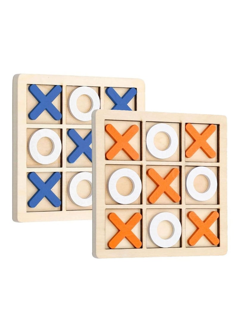 MARGOUN 2 Pack of Tic-Tac-Toe Game Toy Classic Wooden Checkerboard Educational Family Game Toys Set for Adults and Kids  - Image 1