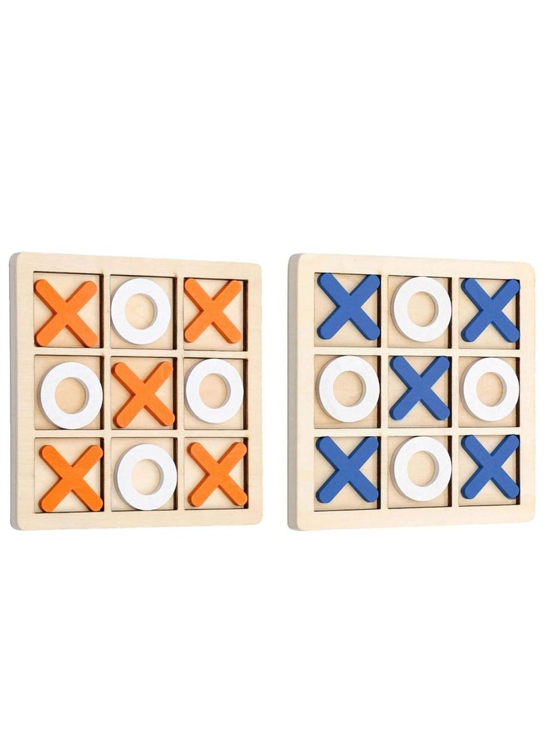 MARGOUN 2 Pack of Tic-Tac-Toe Game Toy Classic Wooden Checkerboard Educational Family Game Toys Set for Adults and Kids  - Image 2
