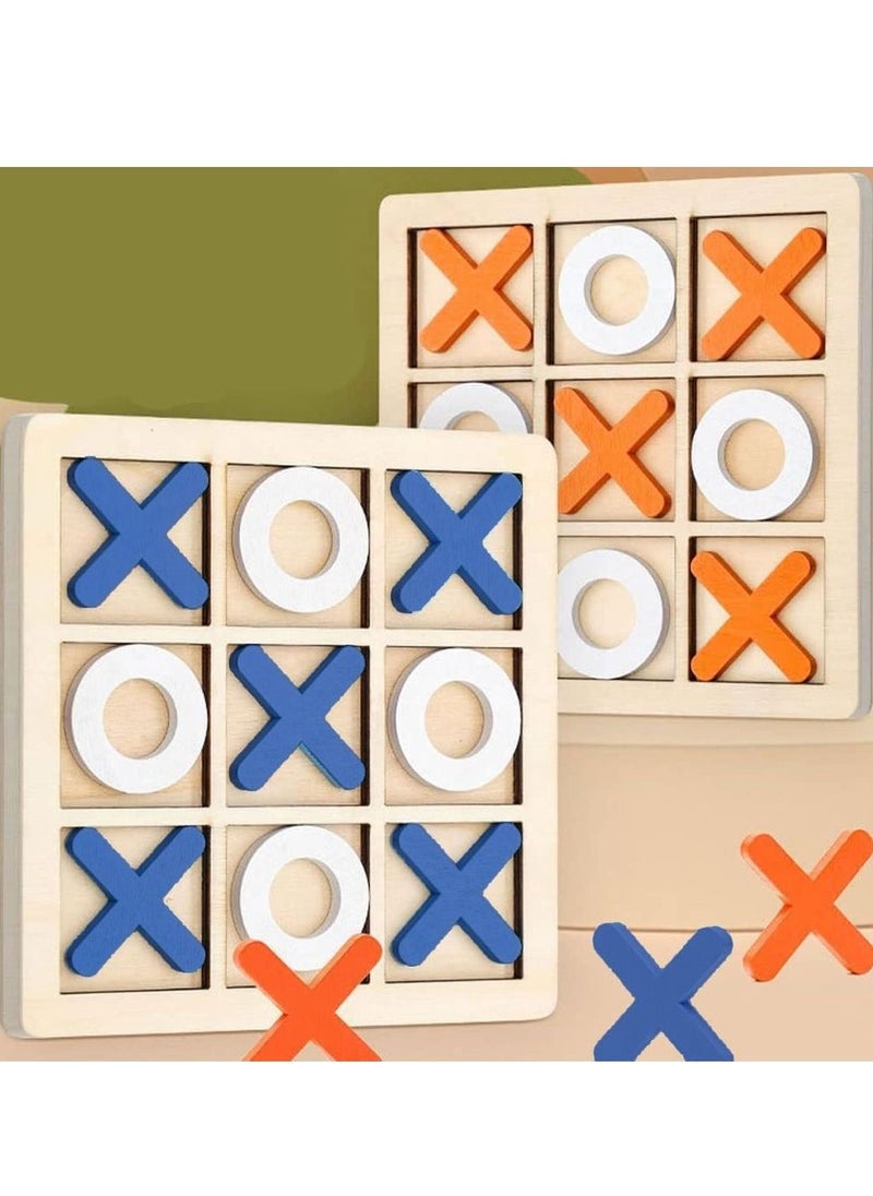 MARGOUN 2 Pack of Tic-Tac-Toe Game Toy Classic Wooden Checkerboard Educational Family Game Toys Set for Adults and Kids  - Image 3