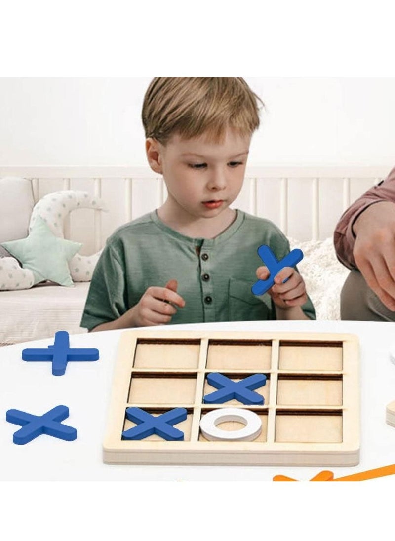 MARGOUN 2 Pack of Tic-Tac-Toe Game Toy Classic Wooden Checkerboard Educational Family Game Toys Set for Adults and Kids  - Image 4