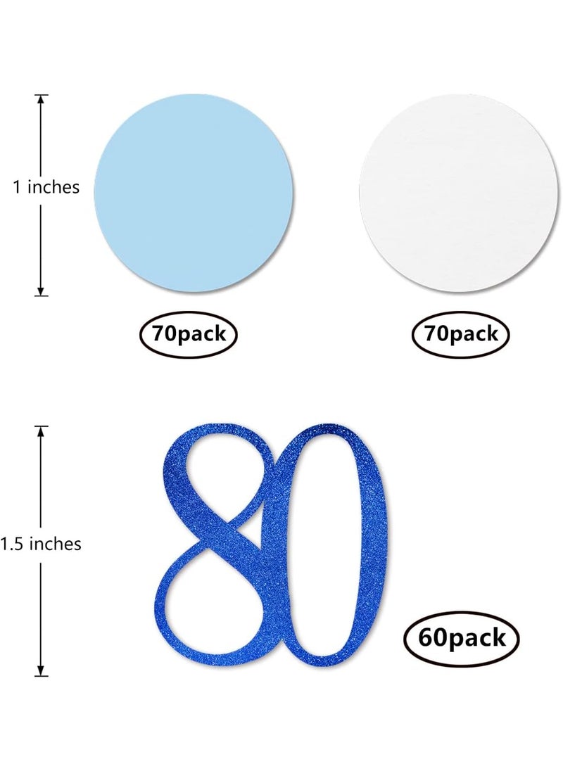 MAGJUCHE Blue Glitter 80 Confetti 80th Birthday Number Confetti 200pcs Anniversary Party Table Decoration Supplies  - Image 2