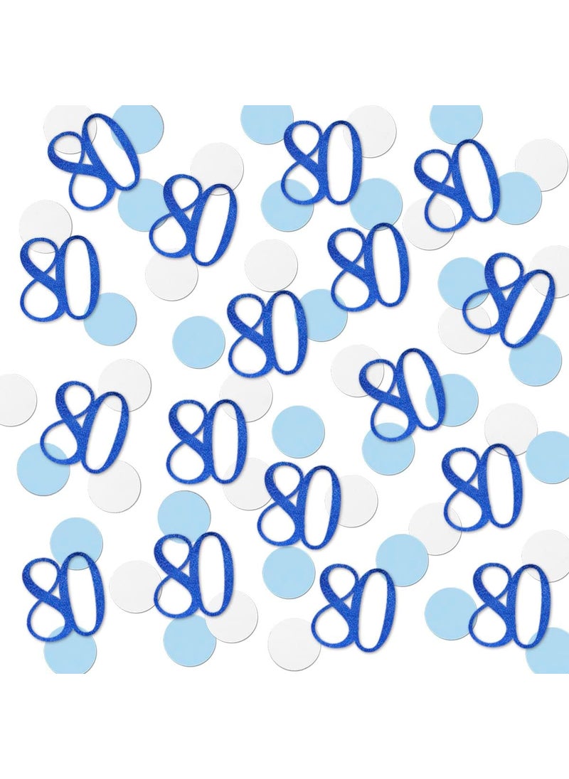 MAGJUCHE Blue Glitter 80 Confetti 80th Birthday Number Confetti 200pcs Anniversary Party Table Decoration Supplies  - Image 1