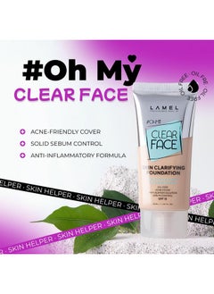 LAMEL Ohmy Clear Face Full Coverage Foundation Acne Coverage Salicylic Acid & Tea Tree Extract Dewy & Flawless Finish Sensitive Skin Care Organic & Oilfree 402 1.35 Fl.Oz  - Image 2