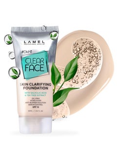 LAMEL Ohmy Clear Face Full Coverage Foundation Acne Coverage Salicylic Acid & Tea Tree Extract Dewy & Flawless Finish Sensitive Skin Care Organic & Oilfree 402 1.35 Fl.Oz  - Image 1