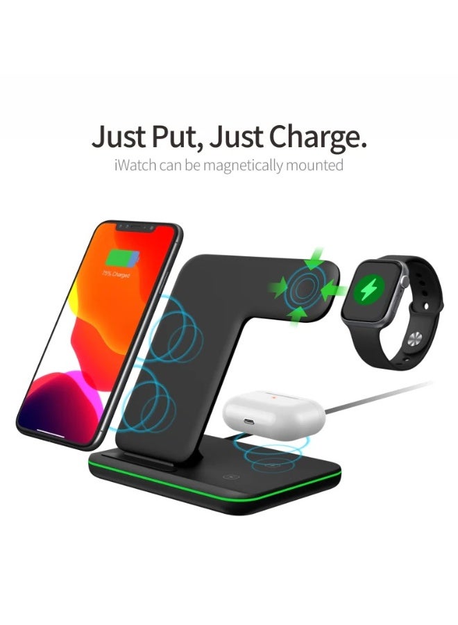 MaxGuard MGVC05 Veloce-Series 3-in-1 Fast Wireless Charging Dock Station for Phone, Watch & Earbuds, 20W, Magnetic, Type-C - Image 3