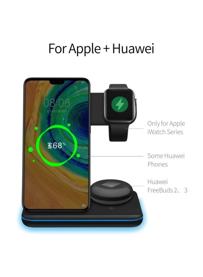 MaxGuard MGVC05 Veloce-Series 3-in-1 Fast Wireless Charging Dock Station for Phone, Watch & Earbuds, 20W, Magnetic, Type-C - Image 2