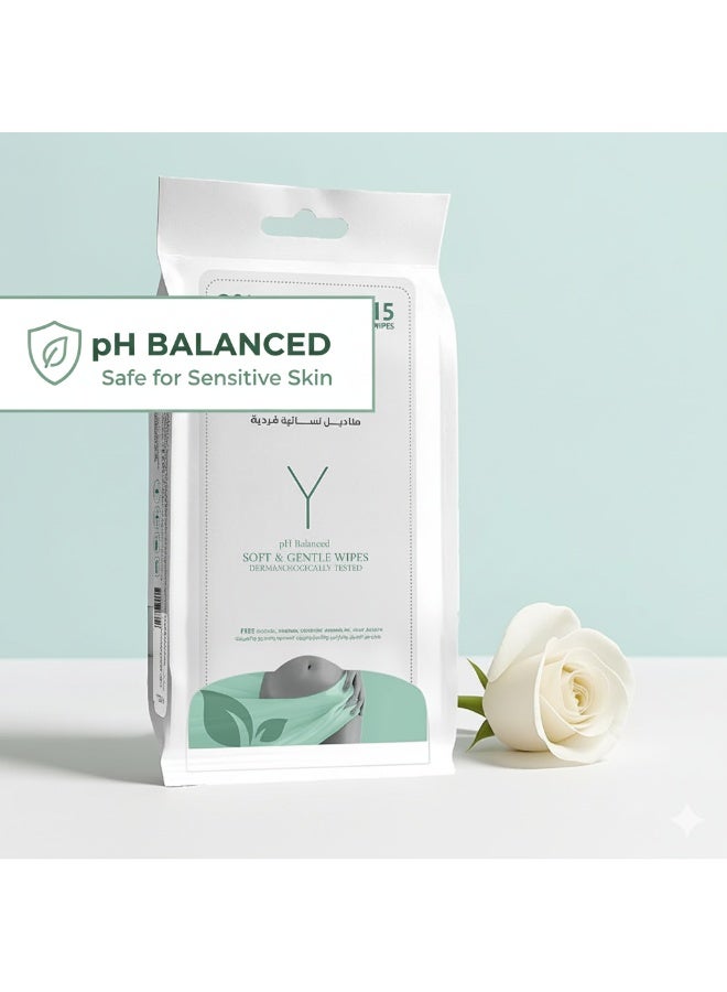 Italus Feminine Intimate Wipes – 15 Individually Wrapped Wipes – pH Balanced, Antibacterial, Travel-Friendly for Daily Use - Image 2