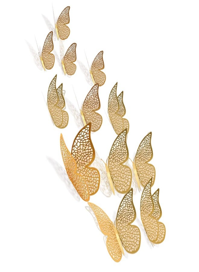 MGNLR 3D Shimmer Gold Butterfly Decorations Wall Decor for Home Party Living Room Classroom Baby’s Kids Bedroom Decor Stickers (12 PCS) - Image 1