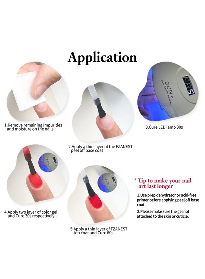 FZANEST Peel Off Gel Base Coat For Gel Nail Polish,15ml UV LED Light Peelabel Base Gel Polish Non Toxic Vegan Cruelty Free - Image 5