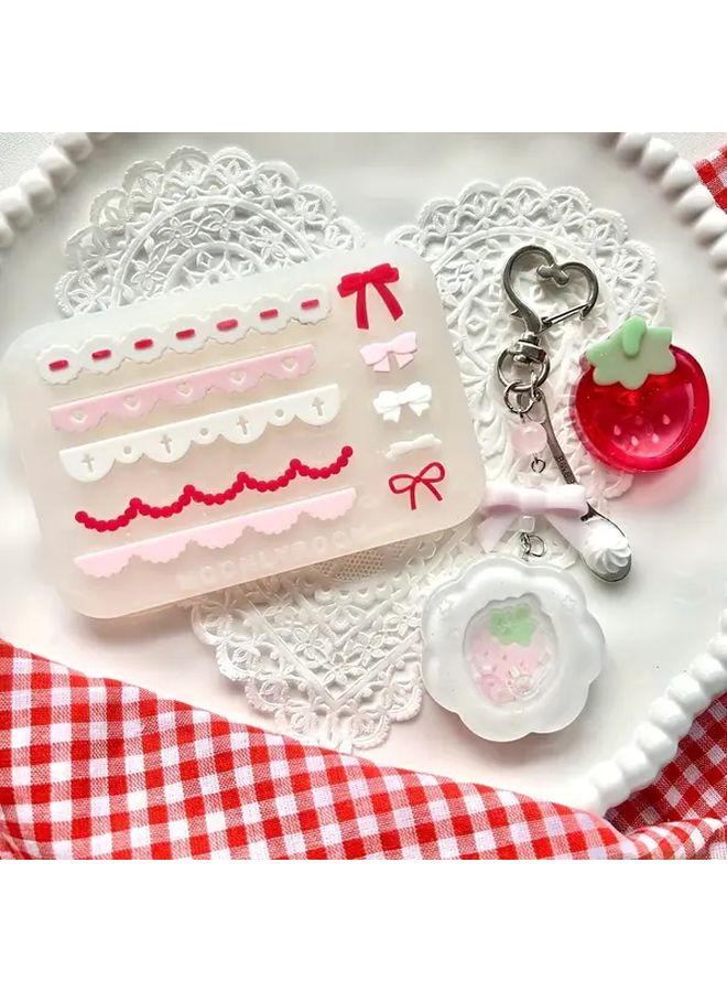 Durable Silica Gel Lace Accessories Mold For Epoxy Resin Keychain DIY Crafts Rectangle Shape - Image 1