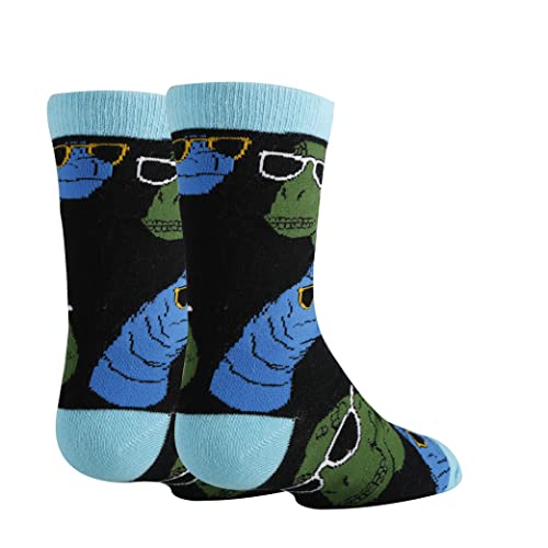 ooohyeah Kids Funny Dinosaur Novelty Crazy Crew Socks, Silly Dress Socks for Boys & Girls, Future So Bright, Size 1-5 - Image 2