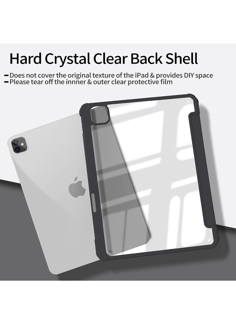 Rock Pow - Case Cover For Apple iPad Pro 11 inch (2022/2021/2020/2018) Generation with Pencil Holder, [Support Apple Pencil Charging and Touch ID], Clear Transparent Case with Auto Wake/Sleep - Image 1