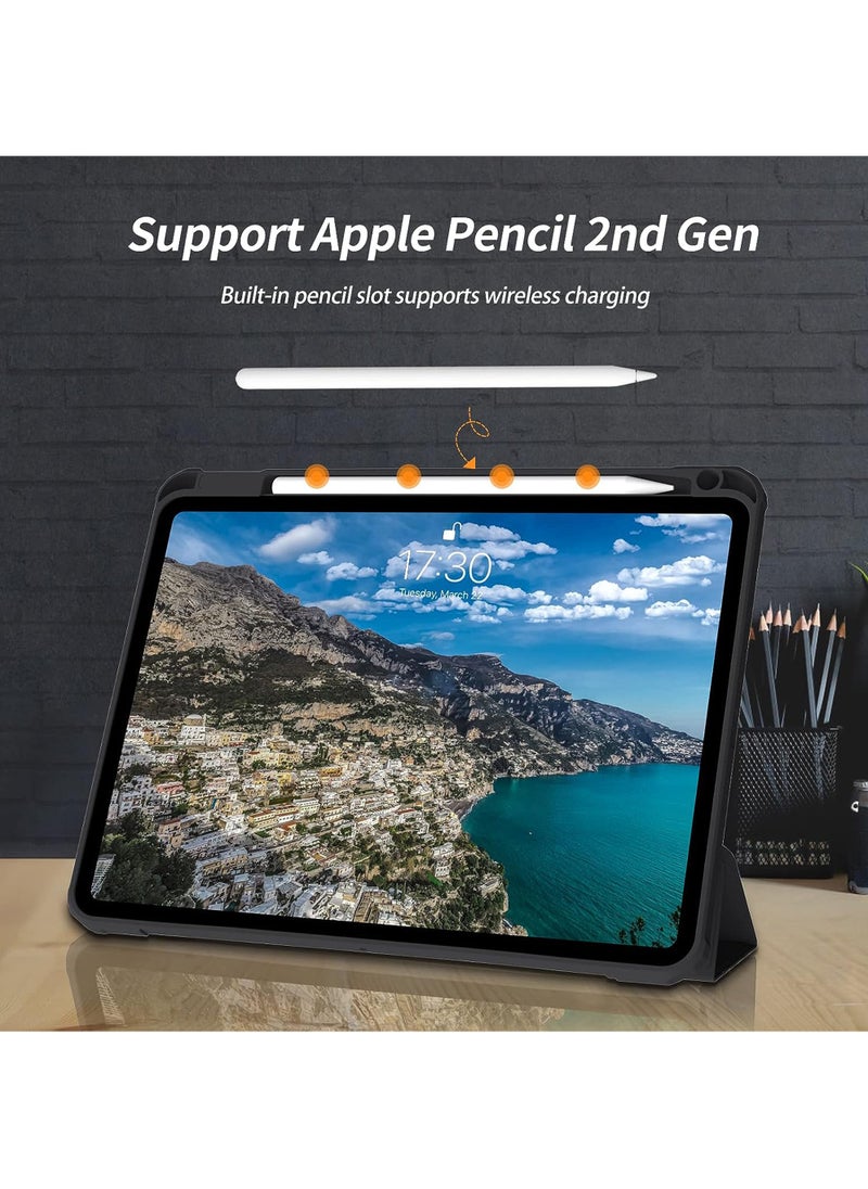 Rock Pow - Case Cover For Apple iPad Pro 11 inch (2022/2021/2020/2018) Generation with Pencil Holder, [Support Apple Pencil Charging and Touch ID], Clear Transparent Case with Auto Wake/Sleep - Image 1